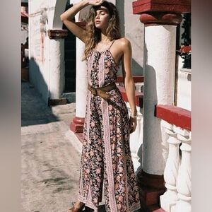 Arnhem Primrose Floral Open Back Jumpsuit AU 16 US 12 Boho Wide Leg